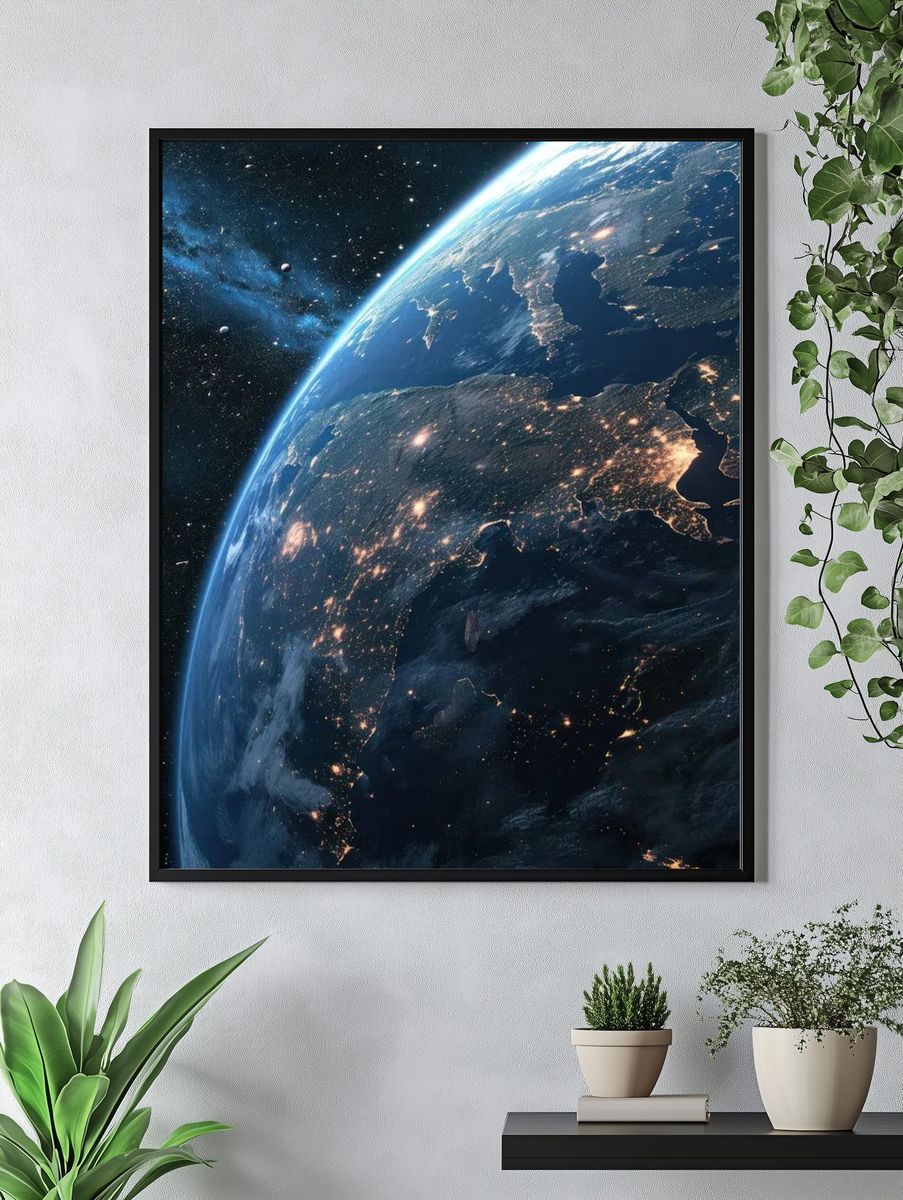 Earth from Space — Space Print. — room view 4