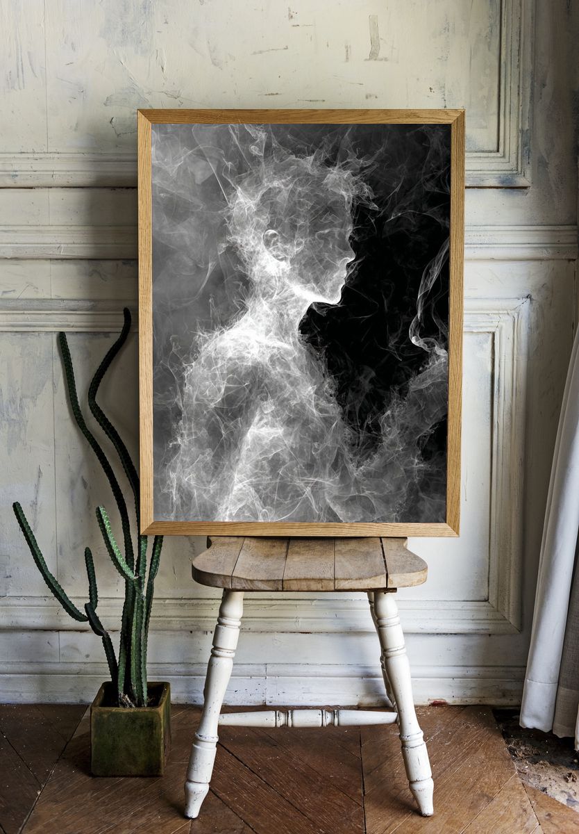 Ethereal Smoke Silhouette Poster room preview