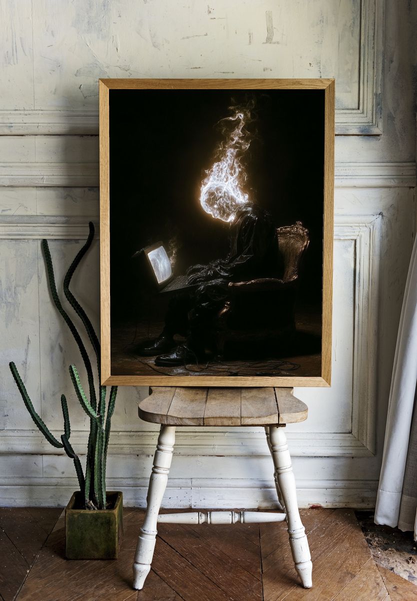 Ethereal Head — Surrealism Print room preview