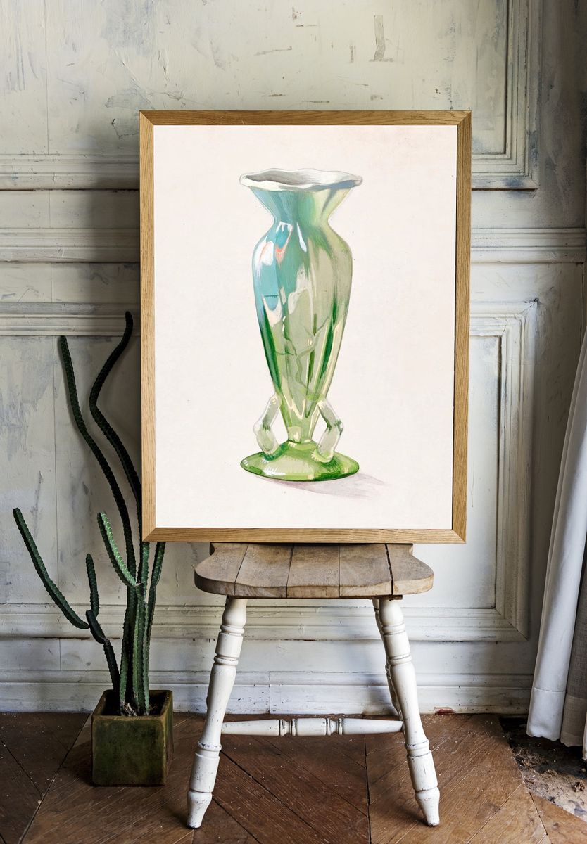 Elegant Green Vase — Fine Art Print. room preview