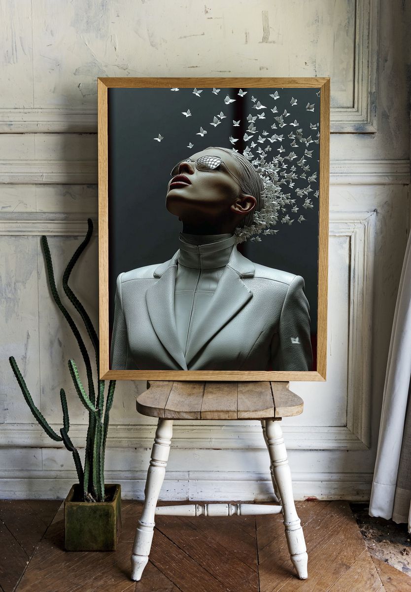 Ethereal Woman with Butterflies — Fine Art Print room preview