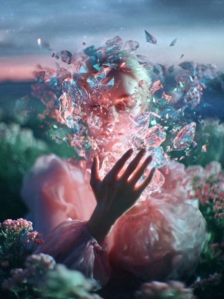 Ethereal Woman with Crystals — Fine Art Print. poster — fine-art art