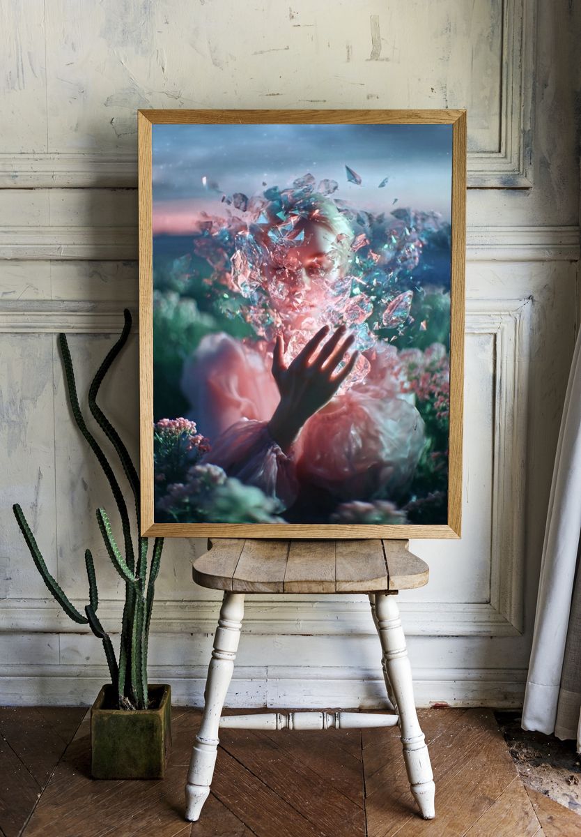 Ethereal Woman with Crystals — Fine Art Print. room preview