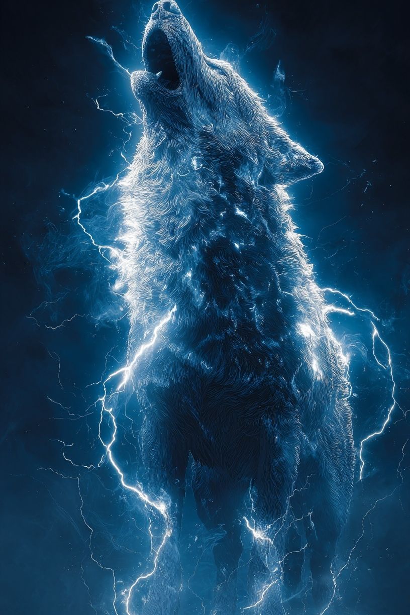 Electric Wolf — Digital Art Print. poster detail