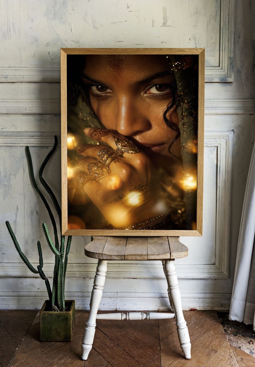 Elegant Woman with Jewelry — Fine Art Print room preview
