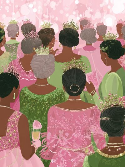 Elegant Women in Pink — Illustration Print. poster print