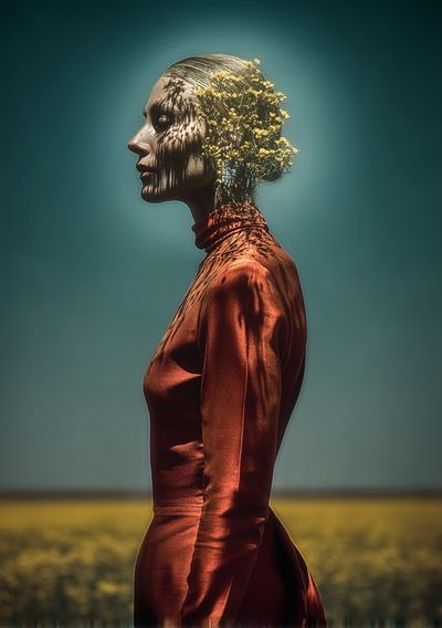 Elegant Woman in Red — Fine Art Print. poster