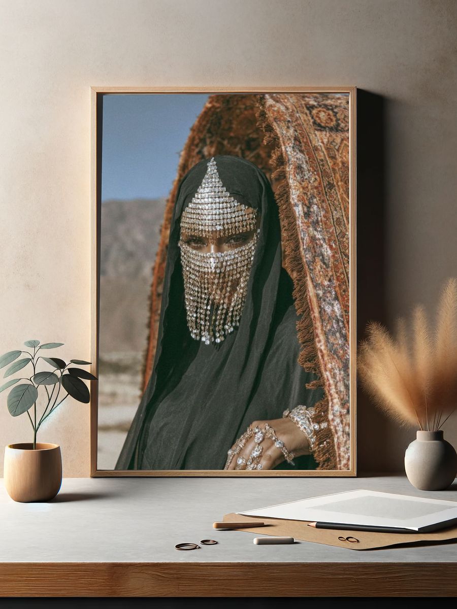 Elegant Woman in Traditional Attire — Photography Print. — room view 2