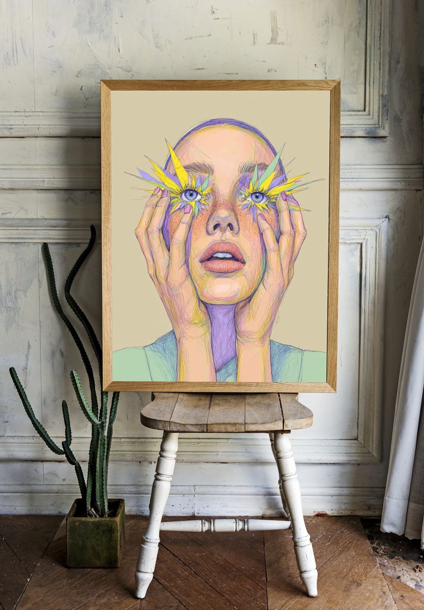 Colorful Eye Art — Illustration Print. — room view 1