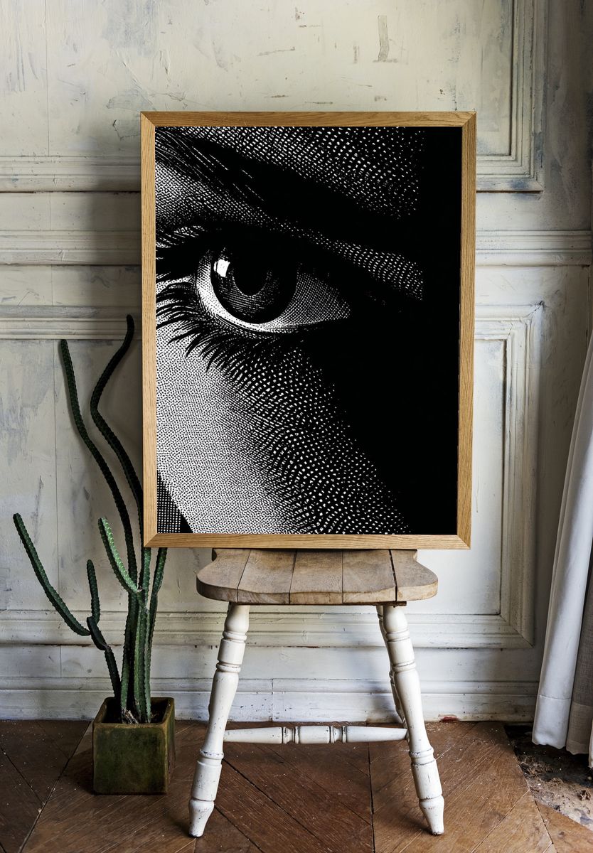 Intriguing Eye — Black-White Print. — room view 1