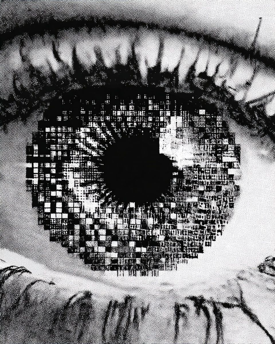 Pixelated Eye Black-White Poster. poster — fine-art art