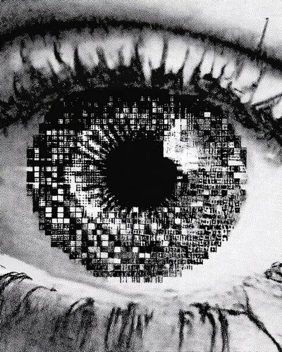 Pixelated Eye Black-White Poster.
