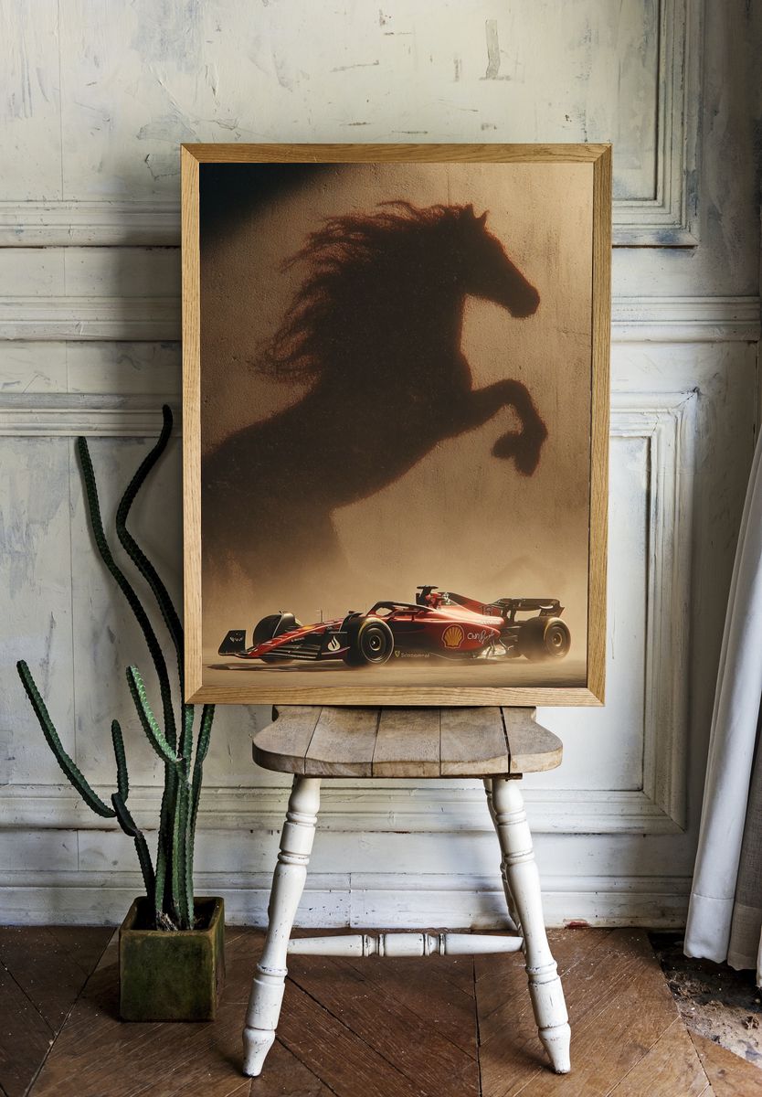 Ferrari F1 Car — Automotive Art Print. — room view 1