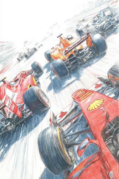 Formula 1 Racing Cars — Illustration Print. poster print