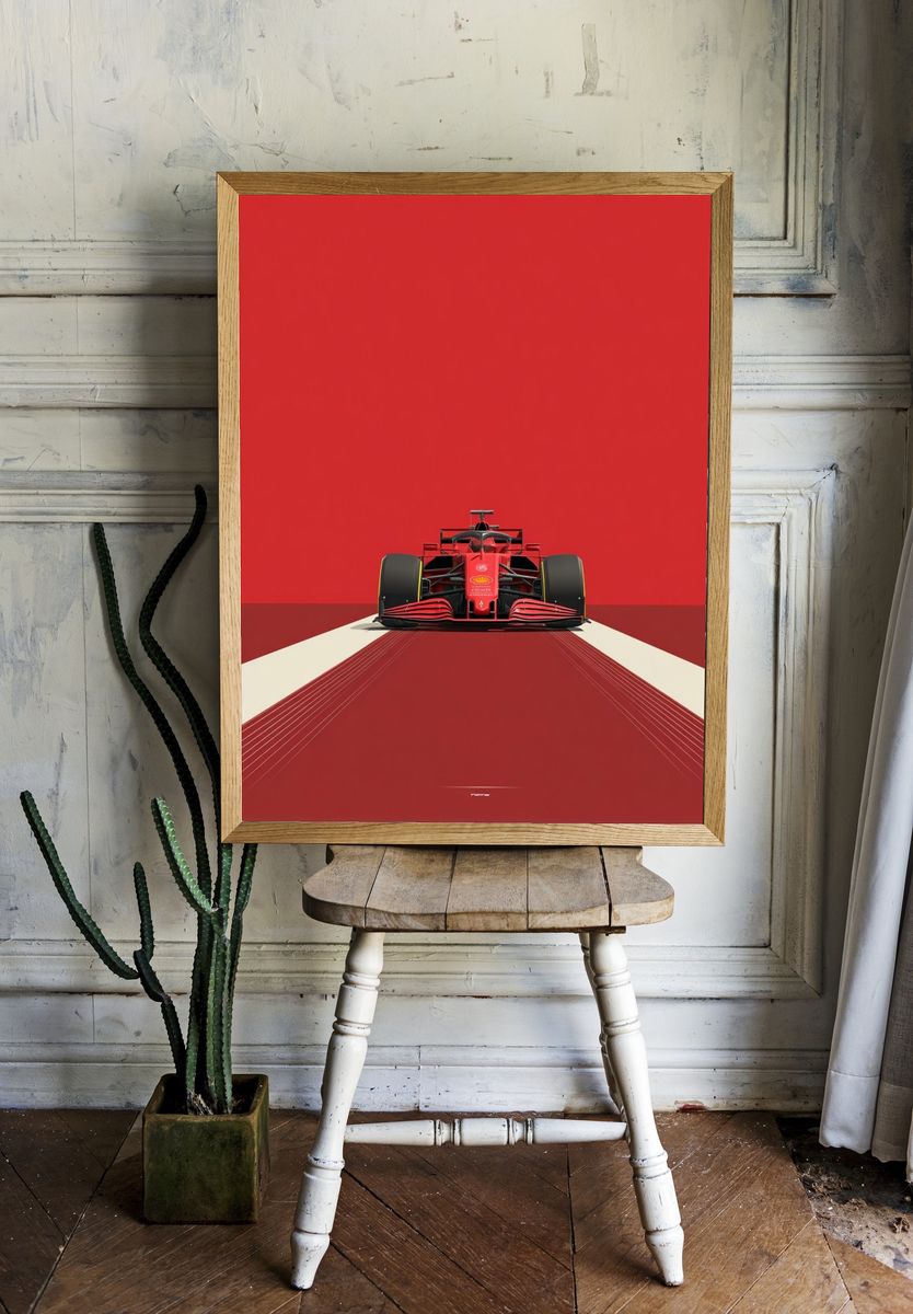 Ferrari F1 Car — Minimalist Print room preview
