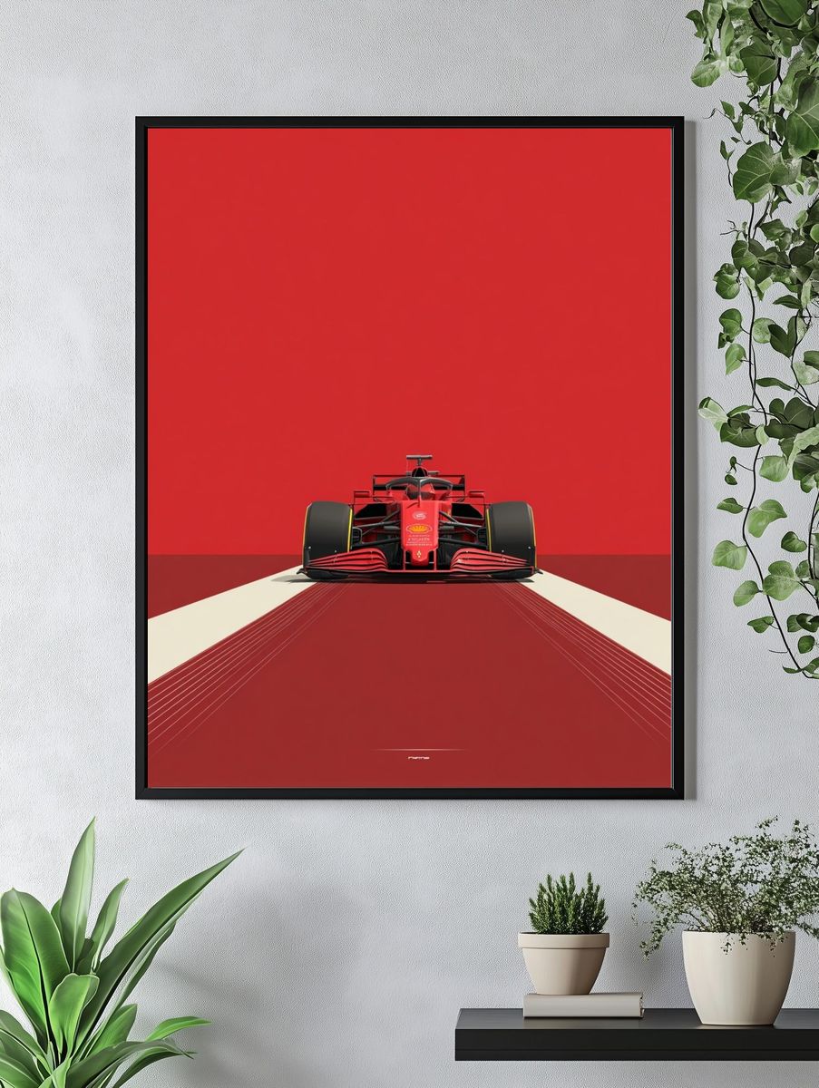 Ferrari F1 Car — Minimalist Print. — room view 4