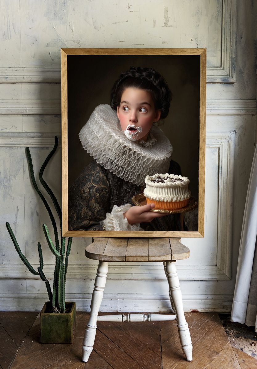 Girl with Cake — Fine Art Print room preview
