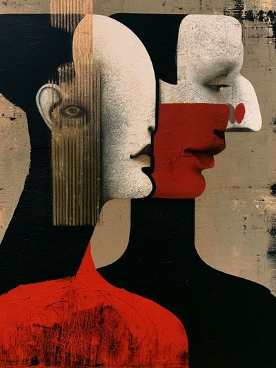 Abstract Faces Contemporary Print.