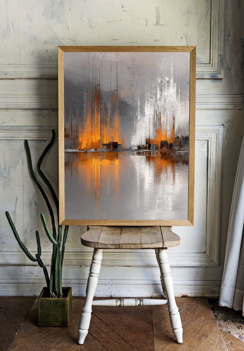 Abstract Cityscape — Fine Art Print. — room view 1
