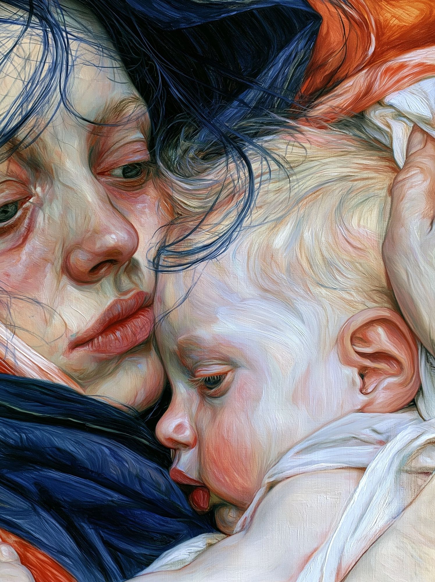 Mother and Child Embrace Print. poster — fine-art art