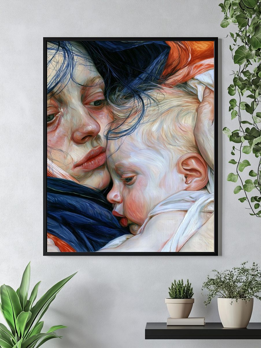 Mother and Child Embrace Print. — room view 4