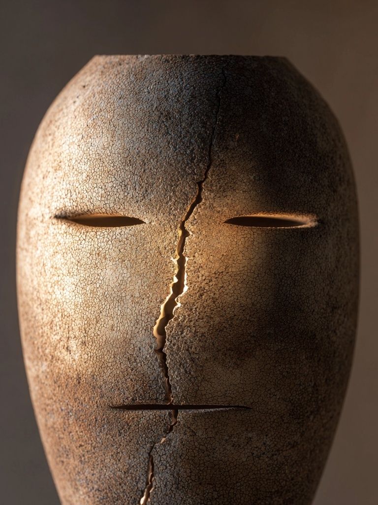 Cracked Face Sculpture — Fine Art Print. poster — fine-art art