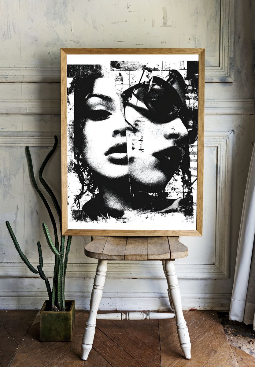 Abstract Face Collage Poster room preview