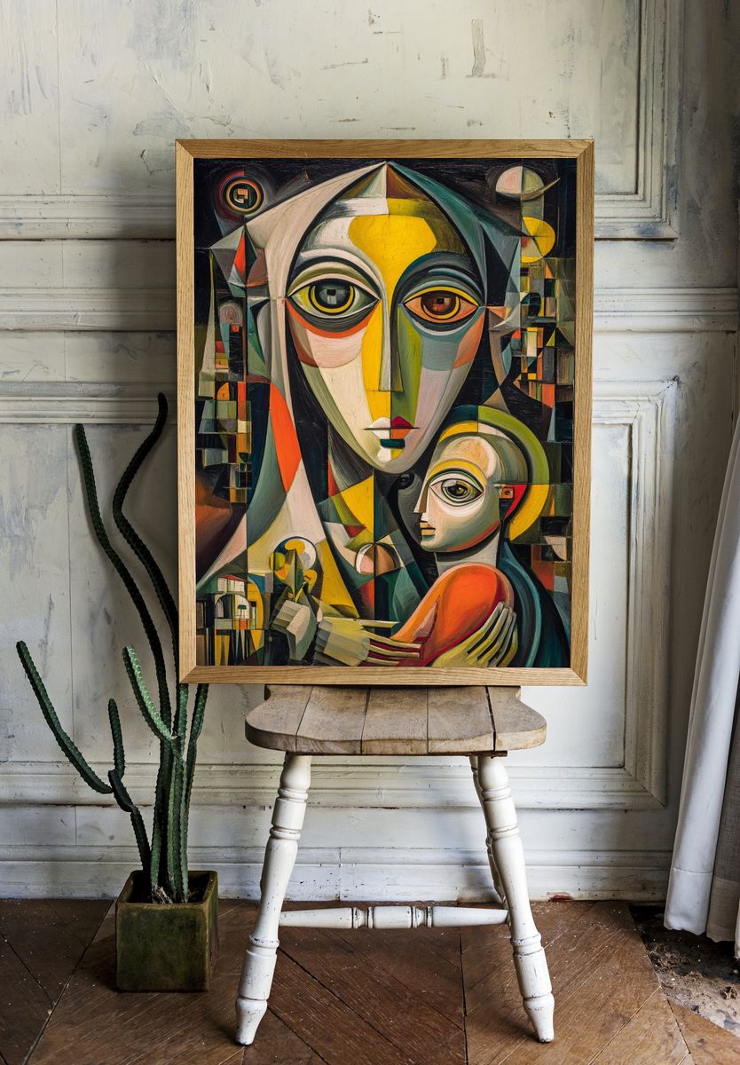Mother and Child — Abstract Art Print room preview