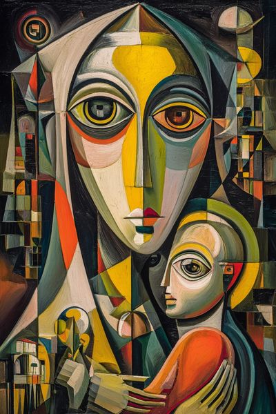 Mother and Child — Abstract Art Print. poster print