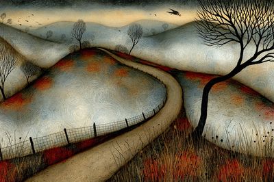 Winter Hills Landscape Print.