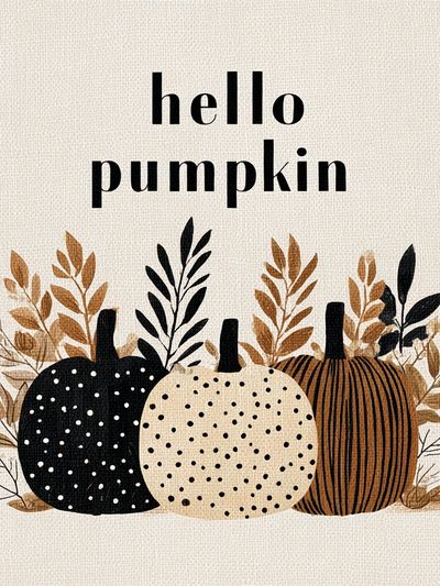Hello Pumpkin — Fall Illustration Print. poster print