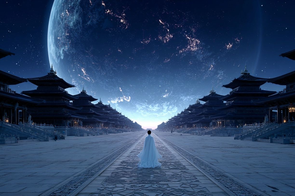 Mystical Landscape with Moon — Fantasy Print. poster — fine-art art