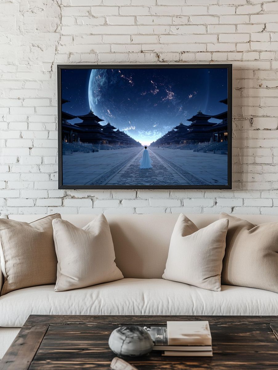 Mystical Landscape with Moon — Fantasy Print. — room view 1