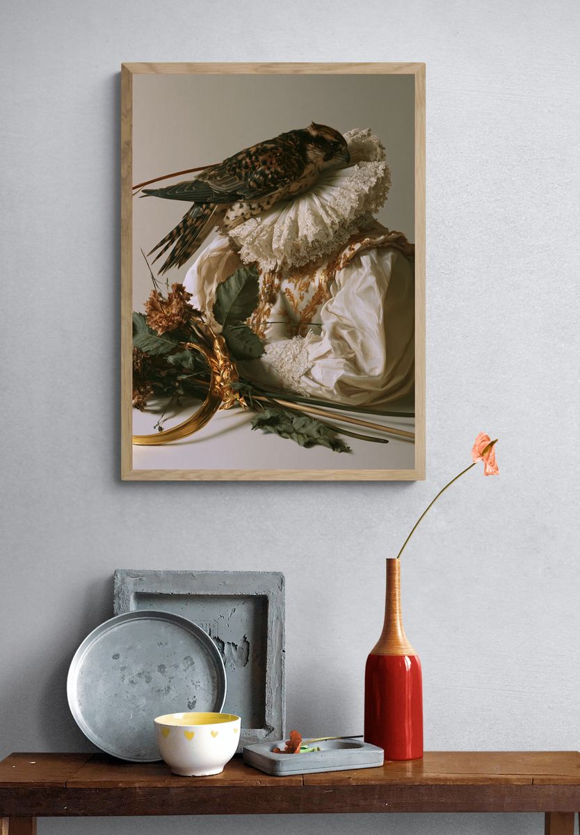 Still Life Falcon Portrait Print. — room view 3