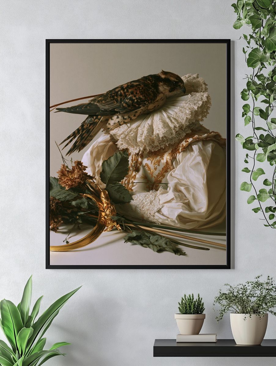 Still Life Falcon Portrait Print. — room view 4