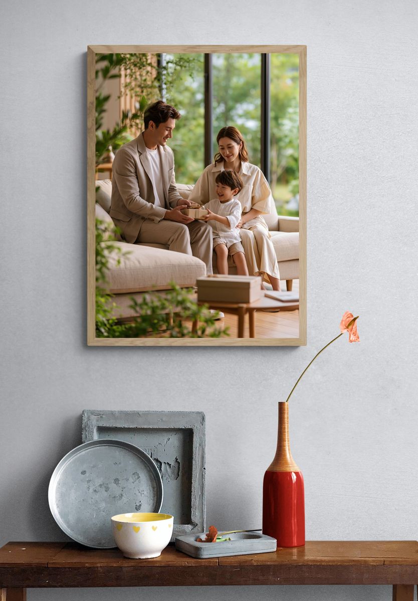 Family Gift Exchange Photography Poster. — room view 3