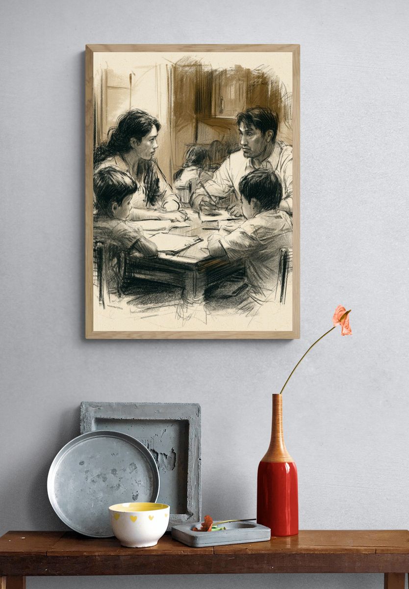 Family Dinner Sketch Poster. — room view 3