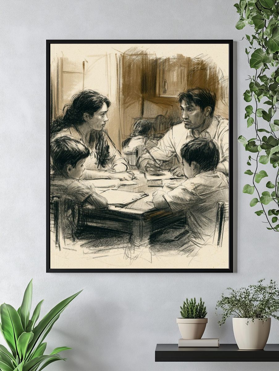 Family Dinner Sketch Poster. — room view 4