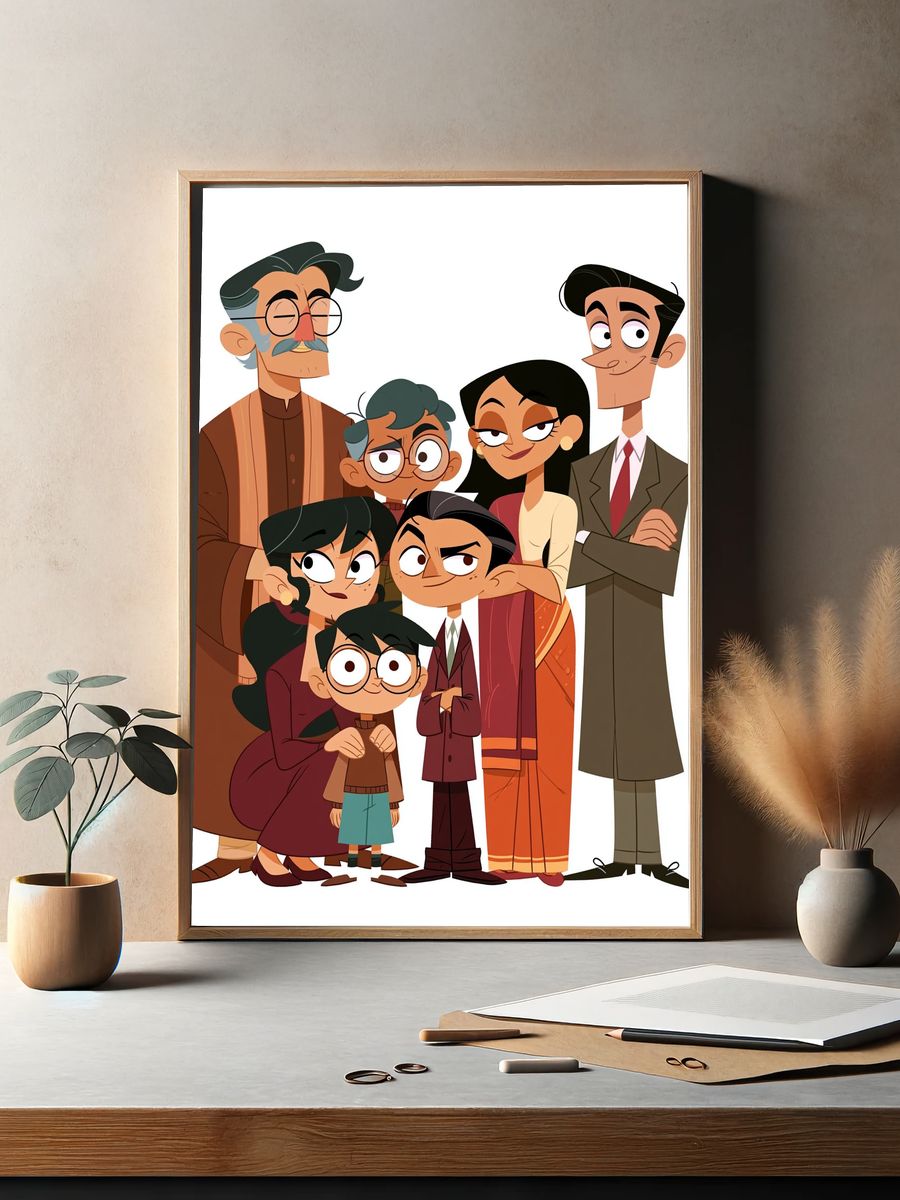 Family Portrait Illustration Poster. — room view 2