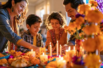 Family Day of the Dead Celebration Poster. poster