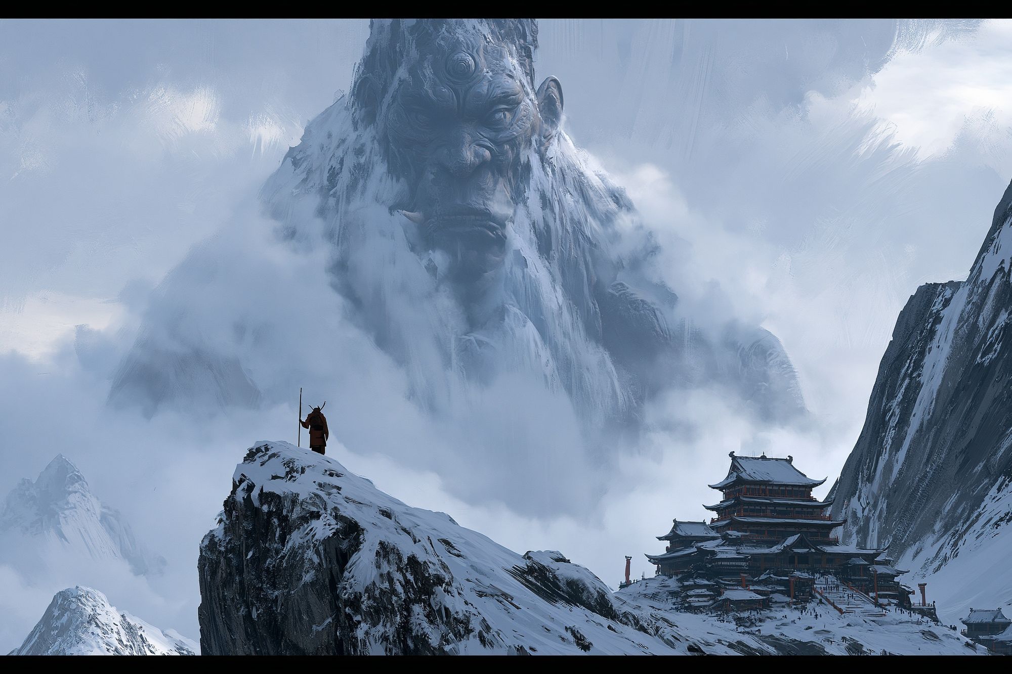 Snowy Mountain Giant Fantasy Print. poster detail