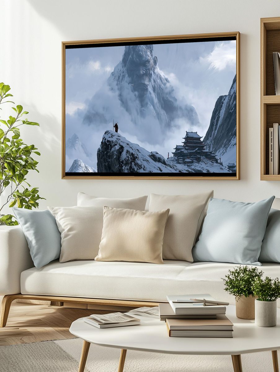 Snowy Mountain Giant Fantasy Print. — room view 2