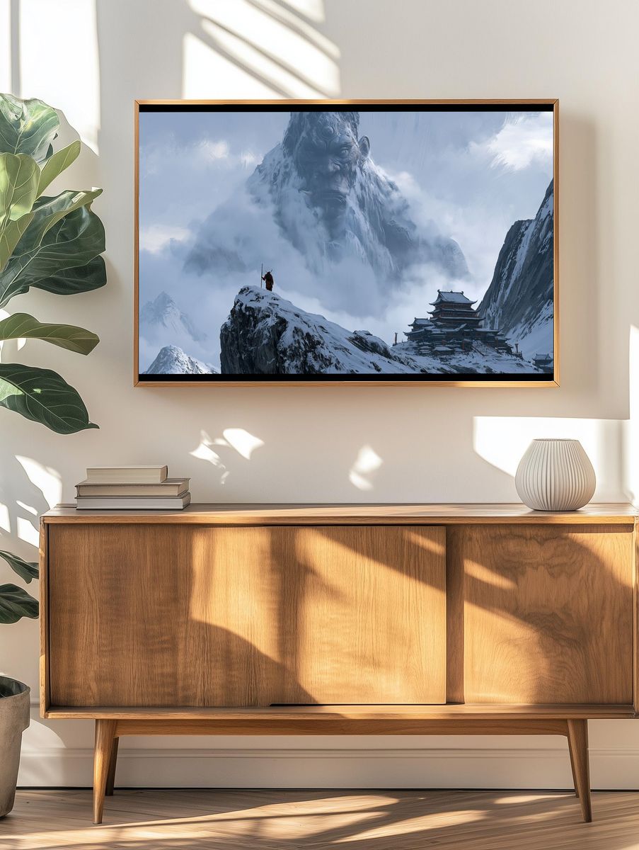 Snowy Mountain Giant Fantasy Print. — room view 3