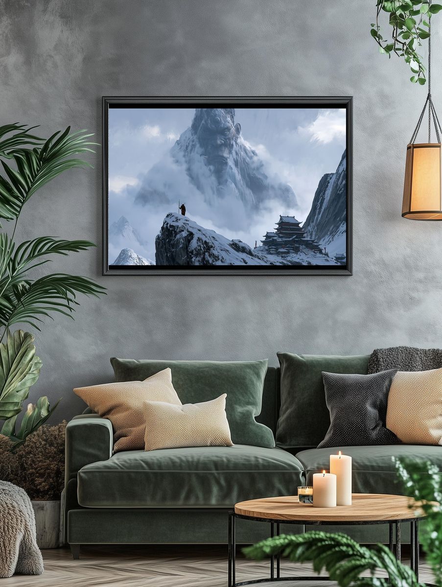 Snowy Mountain Giant Fantasy Print. — room view 4