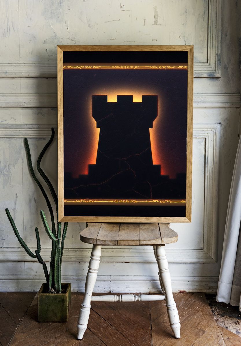 Glowing Castle Silhouette Fantasy Print room preview