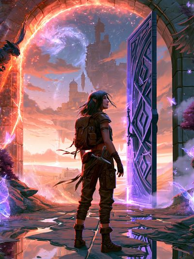 Fantasy Portal Explorer Poster. poster