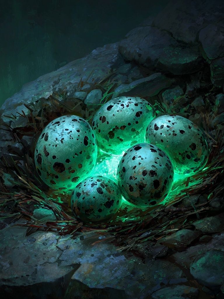 Mystical Eggs in Nest — Fantasy Print. poster detail