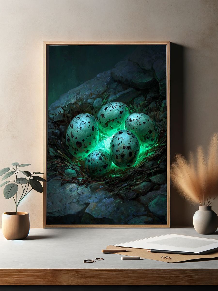 Mystical Eggs in Nest — Fantasy Print. — room view 2