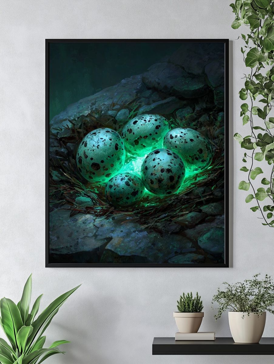 Mystical Eggs in Nest — Fantasy Print. — room view 4
