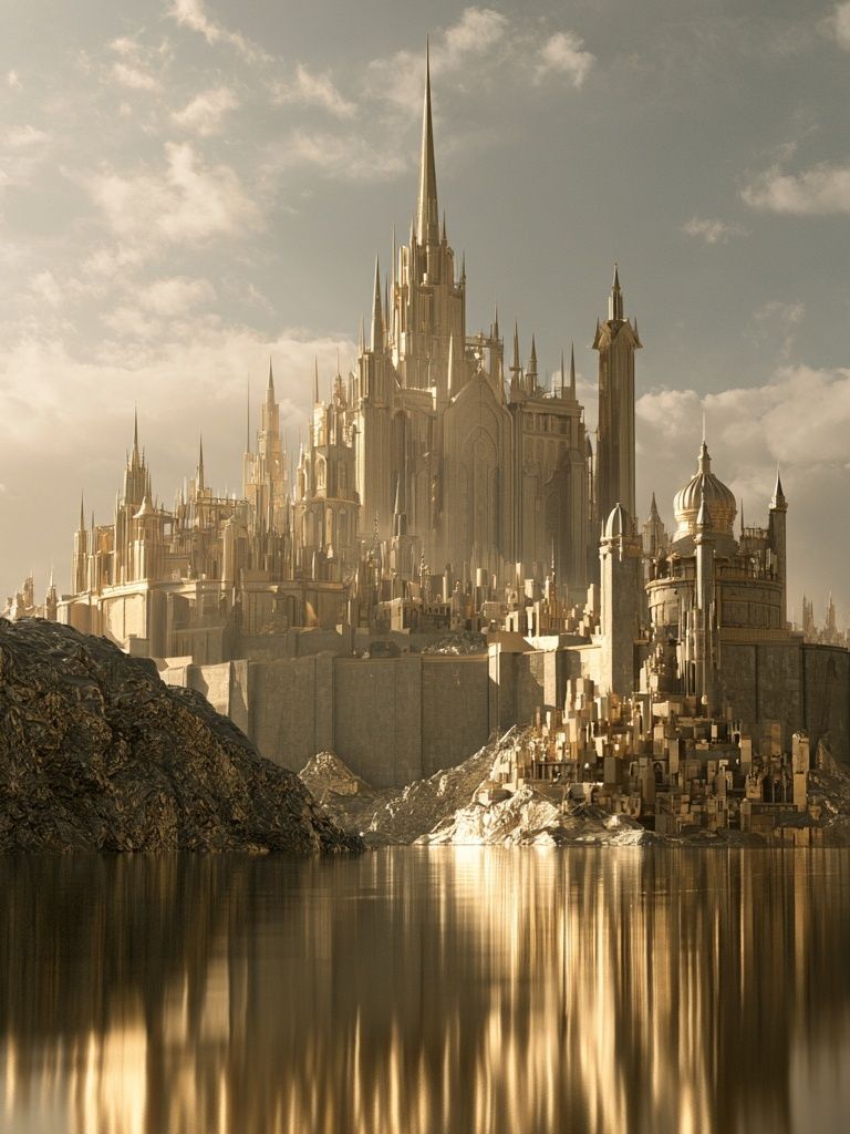 Golden Fantasy Castle Poster. poster detail